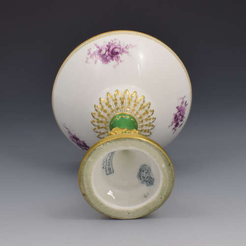 Stunning Edwardian Royal Worcester Pedestal Bonbon Dish Dog Heads