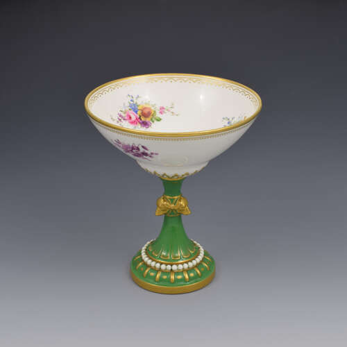 Stunning Edwardian Royal Worcester Pedestal Bonbon Dish Dog Heads