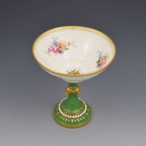 Stunning Edwardian Royal Worcester Pedestal Bonbon Dish Dog Heads