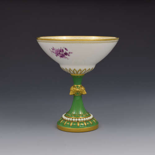 Stunning Edwardian Royal Worcester Pedestal Bonbon Dish Dog Heads
