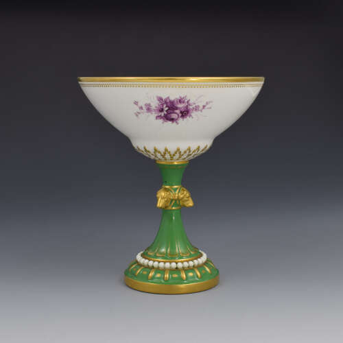 Stunning Edwardian Royal Worcester Pedestal Bonbon Dish Dog Heads