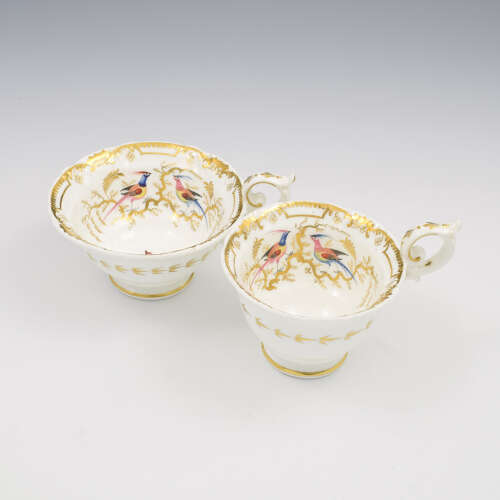 Stunning Davenport Porcelain Fancy Birds Tea and Coffee Cup & Saucer Trio Pattern 916