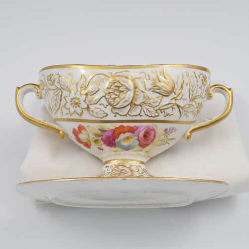 Rare Regency New Hall Porcelain Dessert Sauce Tureen & Cover c.1820-1830