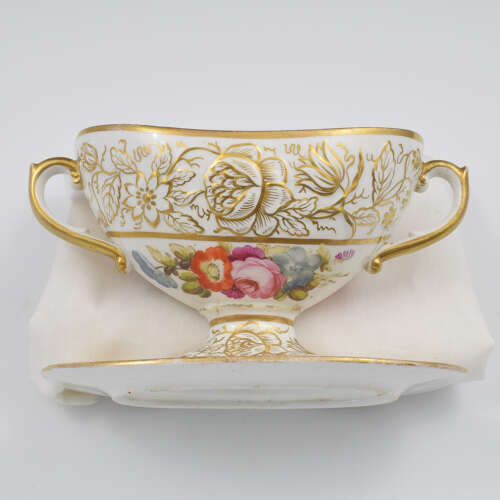 Rare Regency New Hall Porcelain Dessert Sauce Tureen & Cover c.1820-1830