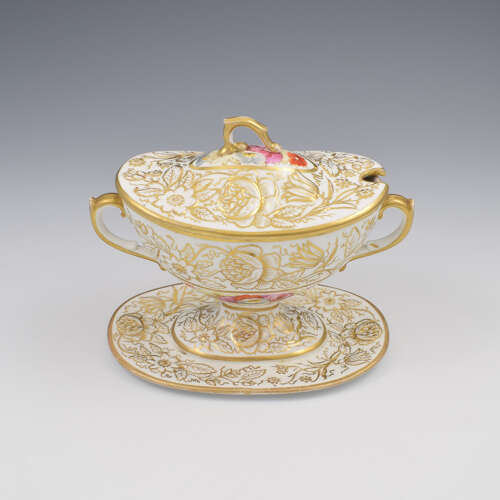 Rare Regency New Hall Porcelain Dessert Sauce Tureen & Cover c.1820-1830