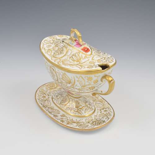 Rare Regency New Hall Porcelain Dessert Sauce Tureen & Cover c.1820-1830