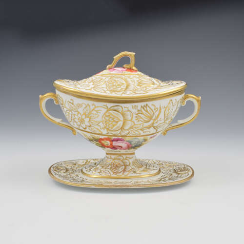 Rare Regency New Hall Porcelain Dessert Sauce Tureen & Cover c.1820-1830
