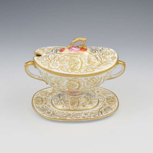 Rare Regency New Hall Porcelain Dessert Sauce Tureen & Cover c.1820-1830