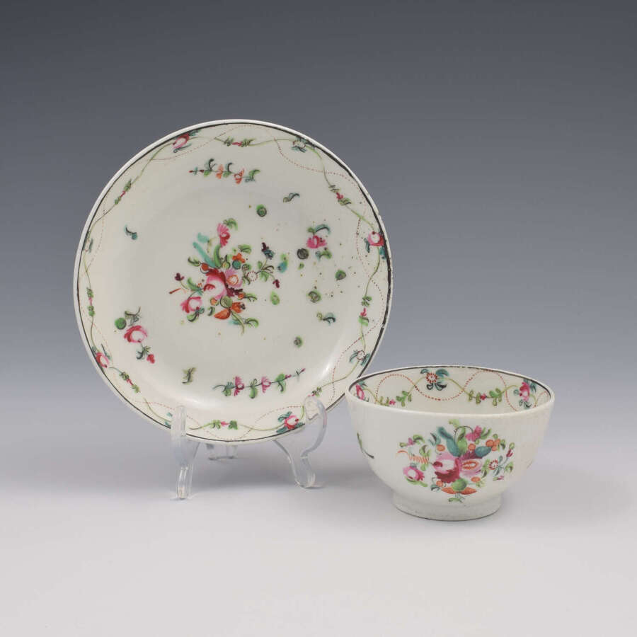 Georgian New Hall Porcelain Tea Bowl & Saucer Pattern 241 c.1800
