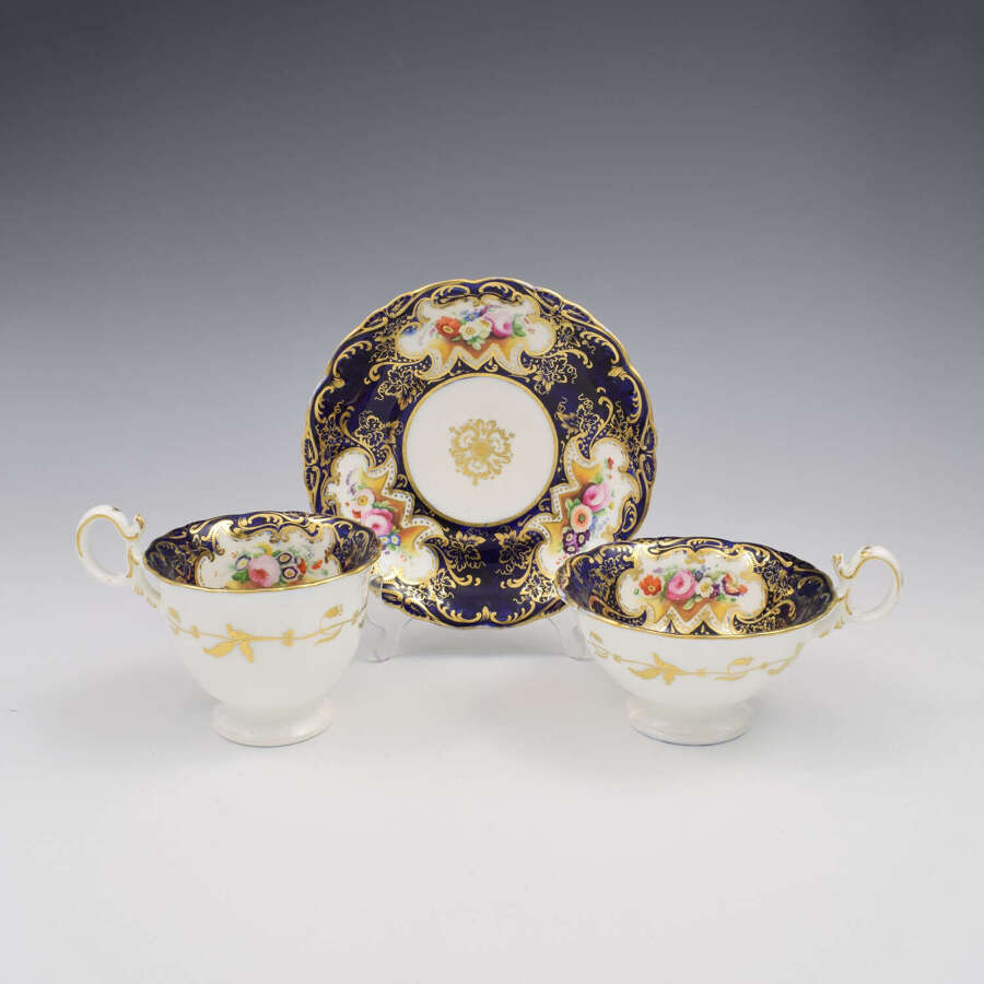 Stunning Coalport Porcelain Adelaide Tea & Coffee Cup & Saucer Trio c.1835