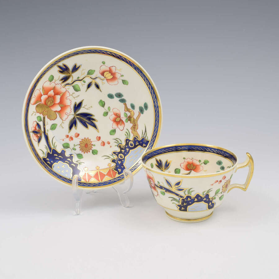 Striking Regency Ridgway Porcelain Kakiemon / Imari Tea Cup & Saucer c.1820