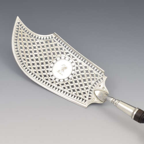 Fine 18th Century French Pierced 0.950 Silver Fish Slice Server Paris