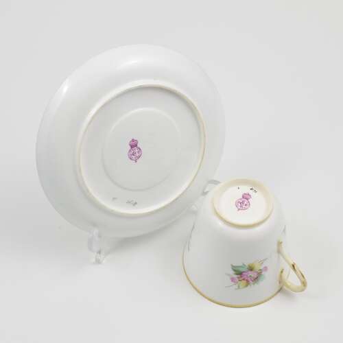 Lovely Victorian Royal Worcester Porcelain Hand Painted Autumnal Floral Cup & Saucer 8173