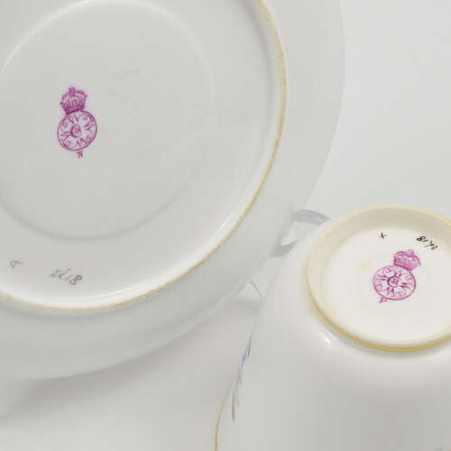 Lovely Victorian Royal Worcester Porcelain Hand Painted Autumnal Floral Cup & Saucer 8173