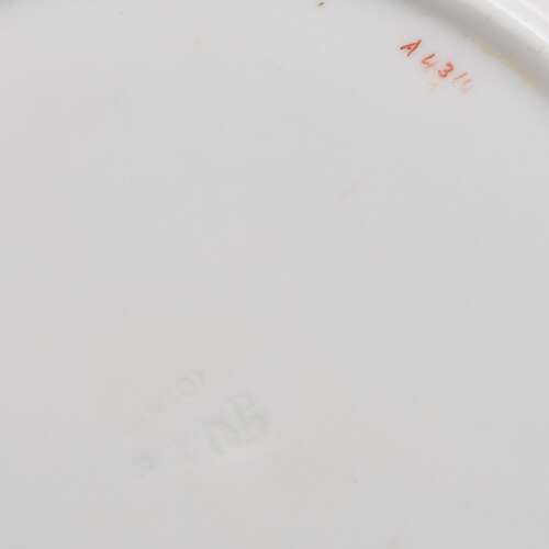 Stunning Minton Porcelain Pearl Jewelled Landscape Dessert Plate Pink Ground