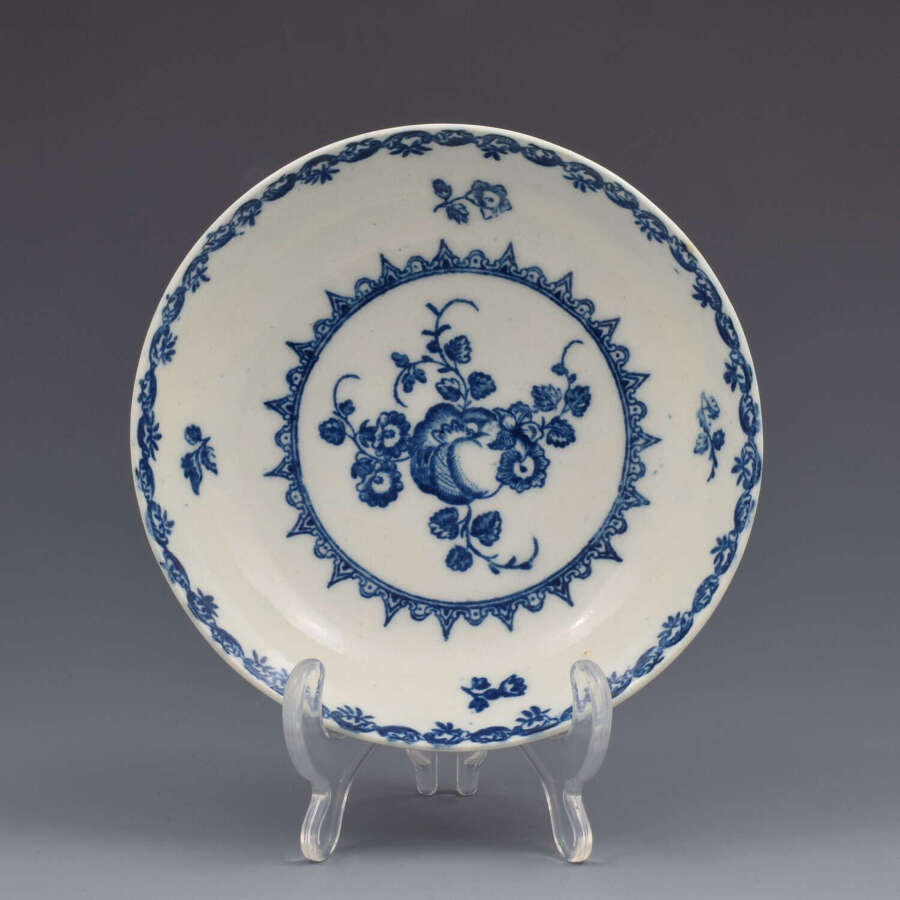 Caughley Porcelain Fruit & Wreath Pattern Saucer c.1775