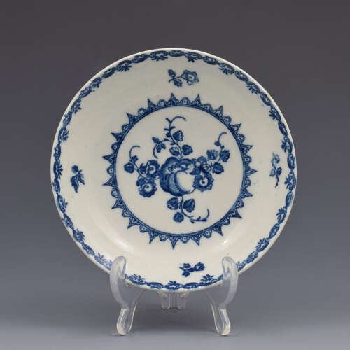 Caughley Porcelain Fruit & Wreath Pattern Saucer c.1775