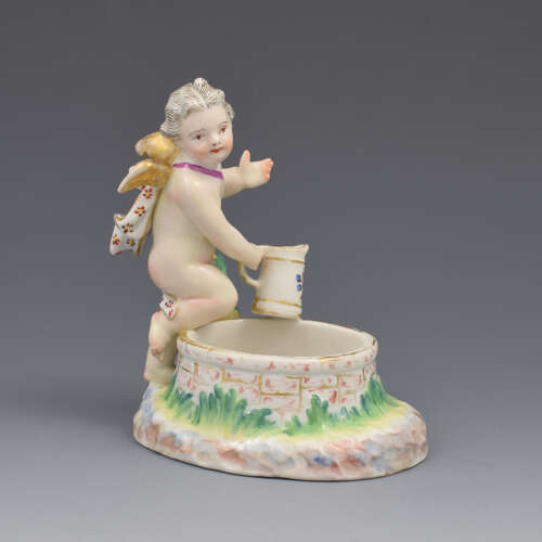 Fine KPM Berlin Porcelain Figural Table Salt Cupid & Well c.1870 Putto / Putti / Cherub