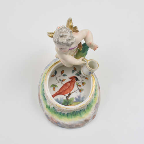 Fine KPM Berlin Porcelain Figural Table Salt Cupid & Well c.1870 Putto / Putti / Cherub