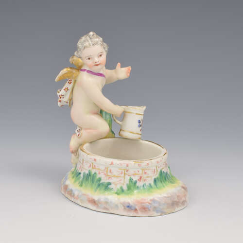 Fine KPM Berlin Porcelain Figural Table Salt Cupid & Well c.1870 Putto / Putti / Cherub