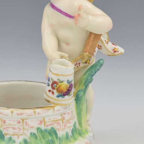 Fine KPM Berlin Porcelain Figural Table Salt Cupid & Well c.1870 Putto / Putti / Cherub