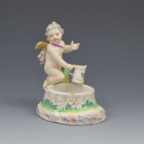 Fine KPM Berlin Porcelain Figural Table Salt Cupid & Well c.1870 Putto / Putti / Cherub