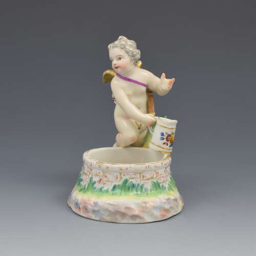 Fine KPM Berlin Porcelain Figural Table Salt Cupid & Well c.1870 Putto / Putti / Cherub