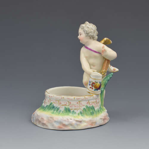 Fine KPM Berlin Porcelain Figural Table Salt Cupid & Well c.1870 Putto / Putti / Cherub