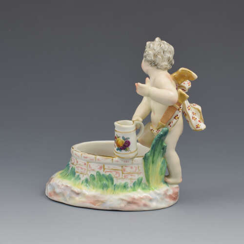 Fine KPM Berlin Porcelain Figural Table Salt Cupid & Well c.1870 Putto / Putti / Cherub