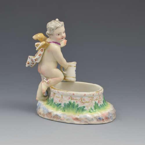 Fine KPM Berlin Porcelain Figural Table Salt Cupid & Well c.1870 Putto / Putti / Cherub