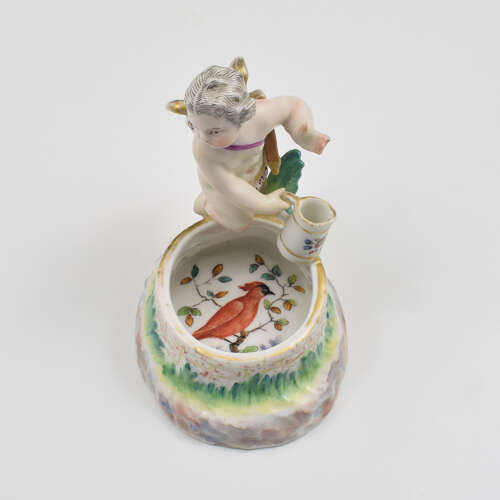 Fine KPM Berlin Porcelain Figural Table Salt Cupid & Well c.1870 Putto / Putti / Cherub