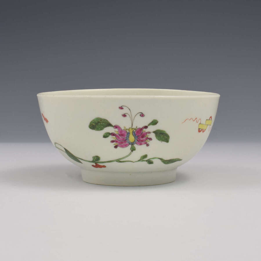 Rare First Period Worcester Porcelain Honeysuckle Slop Bowl c.1753-1755