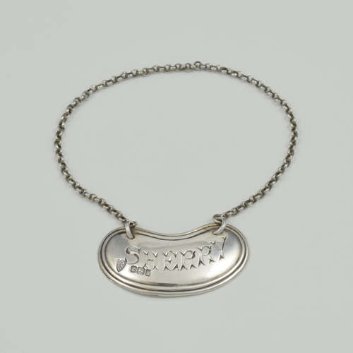 Antique Edwardian Silver Sherry Wine Decanter Label 1902