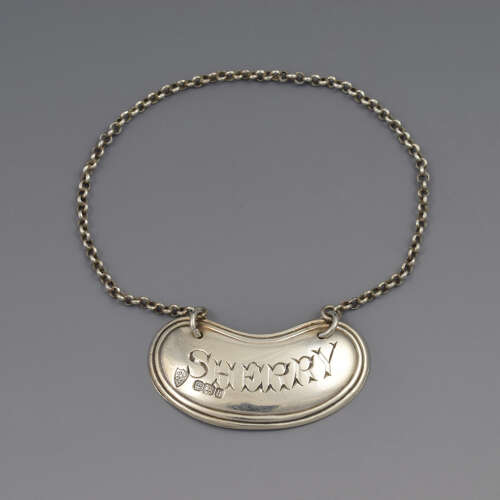 Antique Edwardian Silver Sherry Wine Decanter Label 1902
