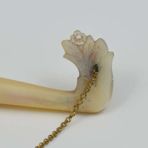 Beautiful French Gilt Ormolu Mother Of Pearl & Turquoise Tussie Mussie Nosegay Posy Holder