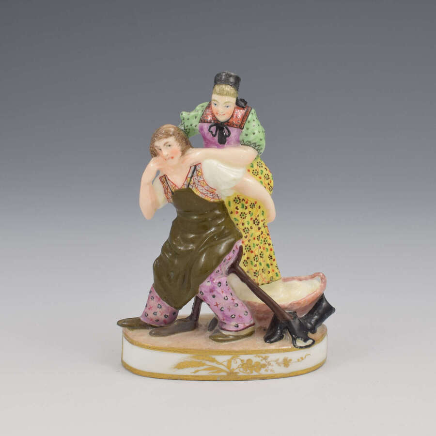 Rare Early Minton Porcelain Flat Back Figure The Cobbler's Wife Model 5 c.1824-1828