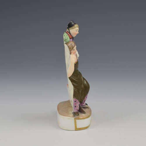 Rare Early Minton Porcelain Flat Back Figure The Cobbler's Wife Model 5 c.1824-1828