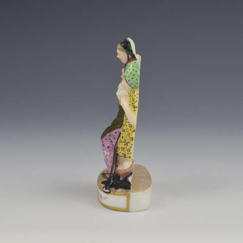 Rare Early Minton Porcelain Flat Back Figure The Cobbler's Wife Model 5 c.1824-1828