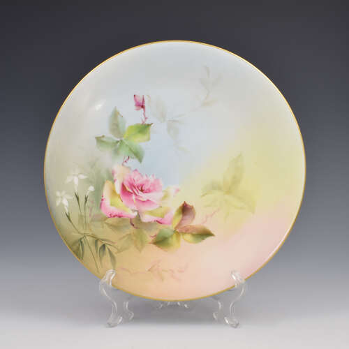 Fine Edwardian Royal Worcester Porcelain George Cole Rose Dessert Plate 1905