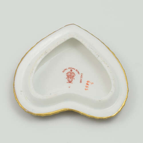 Rare Edwardian Royal Crown Derby Porcelain Heart Shaped Jewellery Box Patt. 5589 1905