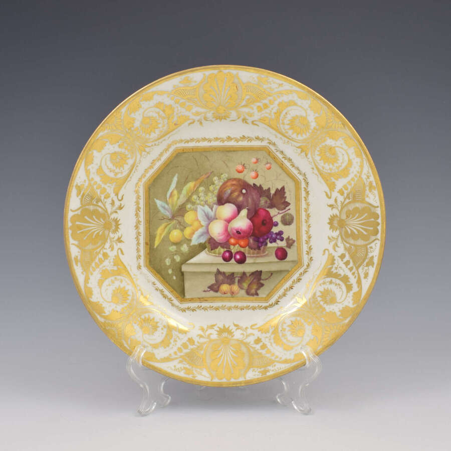 Stunning Derby Porcelain Dessert Plate Fruit Painted By Thomas Steele c.1820