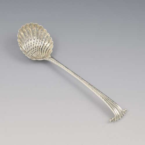Early George III Silver Sifter Spoon Onslow Pattern Scallop Shell Feather Edge 1768