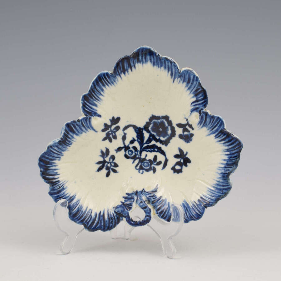 Rare Pennington Liverpool Porcelain Gilliflower Leaf Tray Pickle Dish c.1780