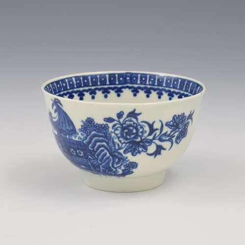 First Period Worcester Porcelain Fisherman Tea Bowl & Saucer c.1785