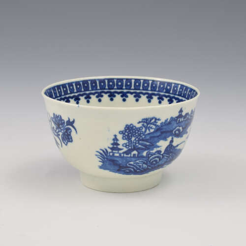 First Period Worcester Porcelain Fisherman Tea Bowl & Saucer c.1785
