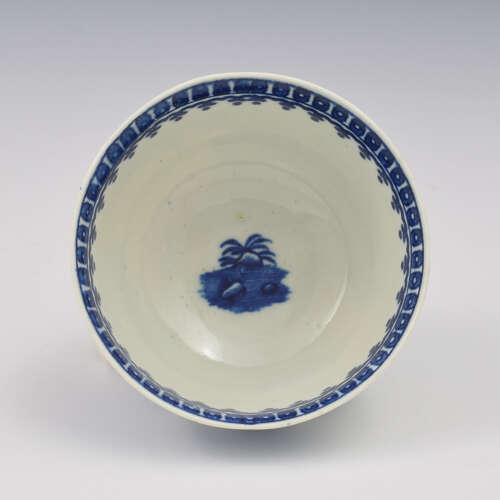 First Period Worcester Porcelain Fisherman Tea Bowl & Saucer c.1785