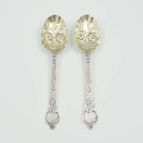 Pair William III Dog Nose Silver Table Spoons Beaded Rattail Edward Gibson 1700