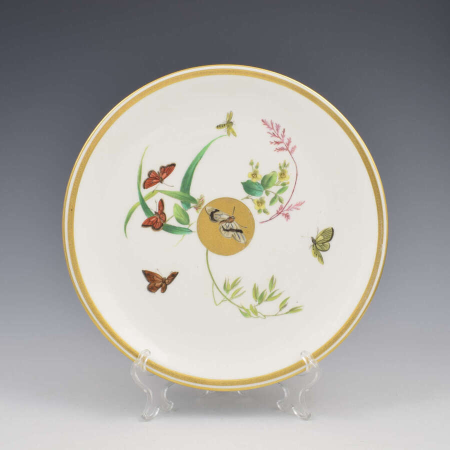 Aesthetic Period Minton Porcelain Dessert Plate Japanese Style Gilt Sun & Butterflies 1875
