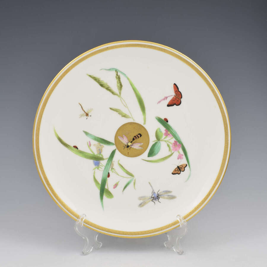 Aesthetic Period Minton Porcelain Dessert Plate Japanese Style Gilt Sun & Insects 1875