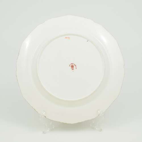 Superb Edwardian Royal Crown Derby Dessert Cabinet Plate Roses Gadrooned Rim Patt. 7599 a)
